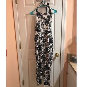 Shein. XL. Halter top jumpsuit. Never worn. Black & white tie-dye.